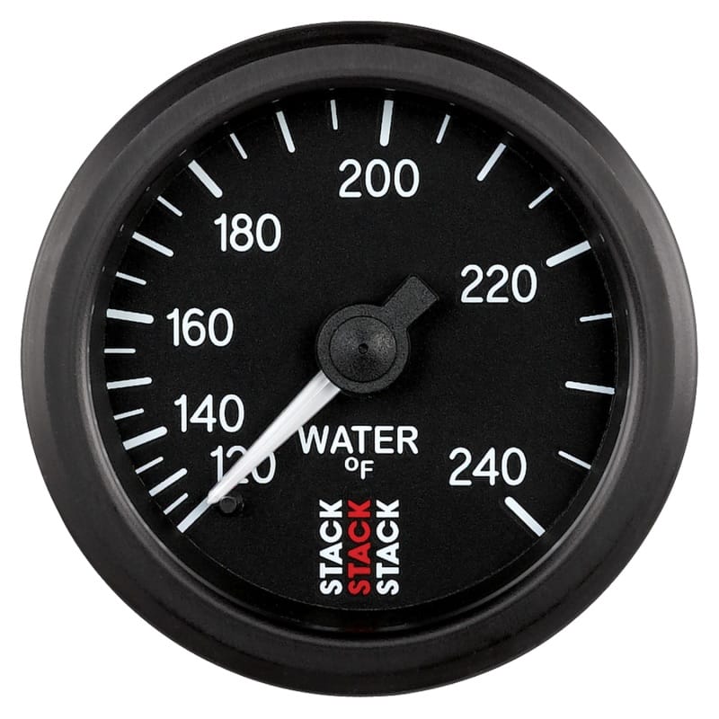 AutoMeter — Autometer Stack 52mm 120-240 Deg F 1/2in Npt (M) Mechanical Water Temp Gauge - Black
Ga WTmp Mech Bk 240F