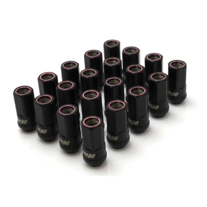 Wheel Mate — Wheel Mate Muteki HR50 Open End Lug Nuts - Black w/ Red Ring 14x1.50