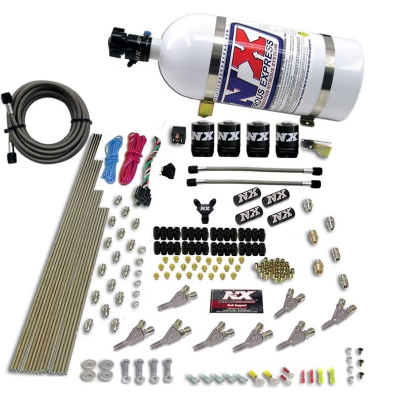 Nitrous Express — Nitrous Express STD Nozzle Nitrous Kit (200-500HP) Gas w/Dist Block & 4 Solenoids w/10lb Bottle
Injection System Kit
N2OSys