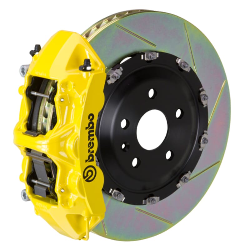 Brembo — Brembo 17-20 RS3 Sedan Front GT BBK 6 Piston Cast 380x34 2pc Rotor Slotted Type-1- Yellow