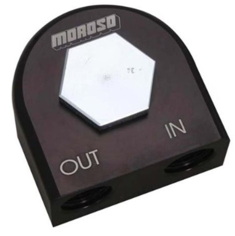 Moroso — Moroso Universal Remote Oil Filter Adapter - 90 Degree - 18mm-1.5in Thread