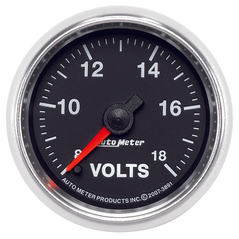 AutoMeter — Autometer GS Series 2-1/16in Voltmeter 18V Electrical Gauge Full Sweep
2-1/16" VOLTMETER, 8
