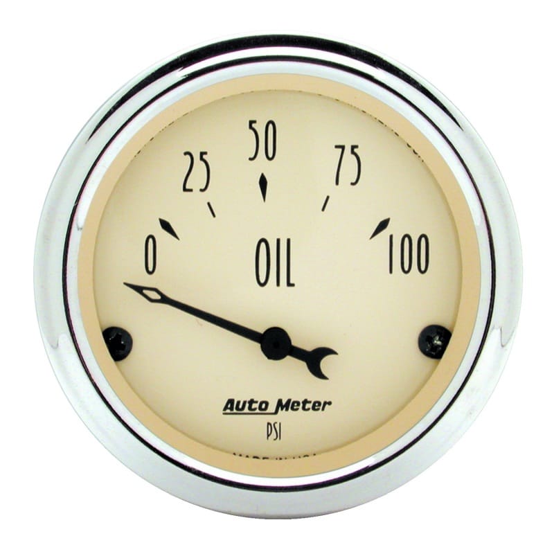 AutoMeter — Autometer 2-1/16 inch Electric Oil Pressure 100PSI Antique Beige Gauge
GA 2" OILP ELEC AB