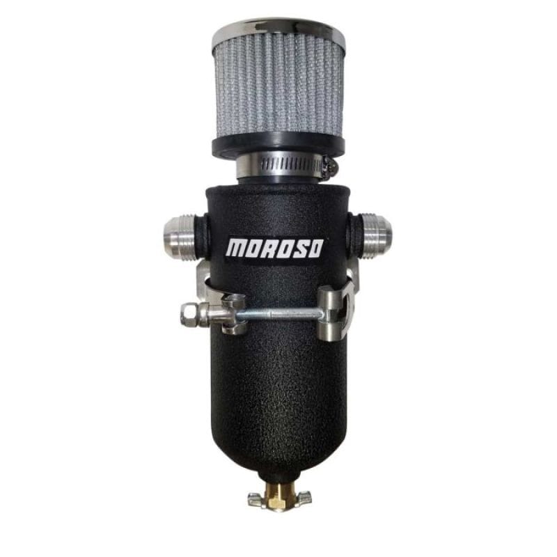 Moroso — Moroso 12AN Male Fittings Catch Can Breather Tank - Black Powder Coat