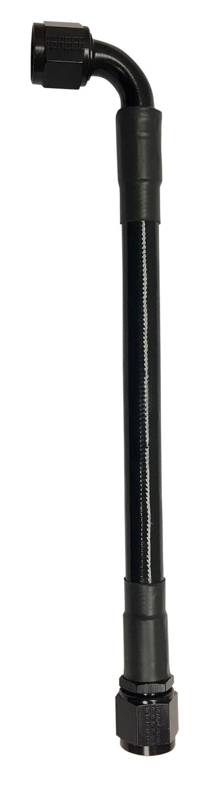 Fragola — Fragola -6AN Ext Black PTFE Hose Assembly Straight x 90 Degree 20in