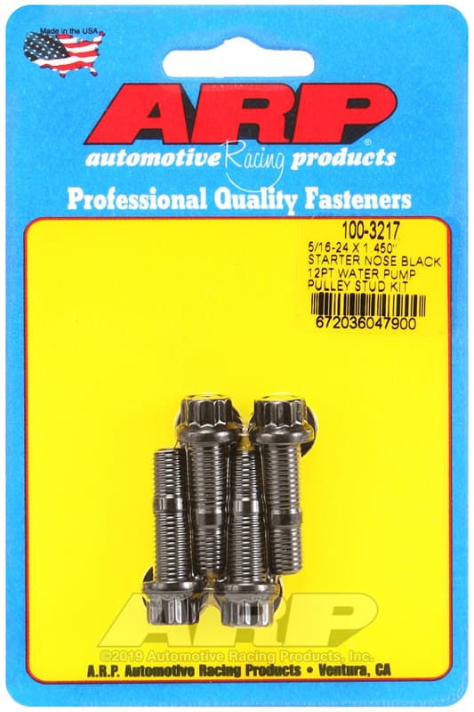 ARP — ARP 5/16-24 X 1.450 starter nose black 12pt water pump pulley stud kit