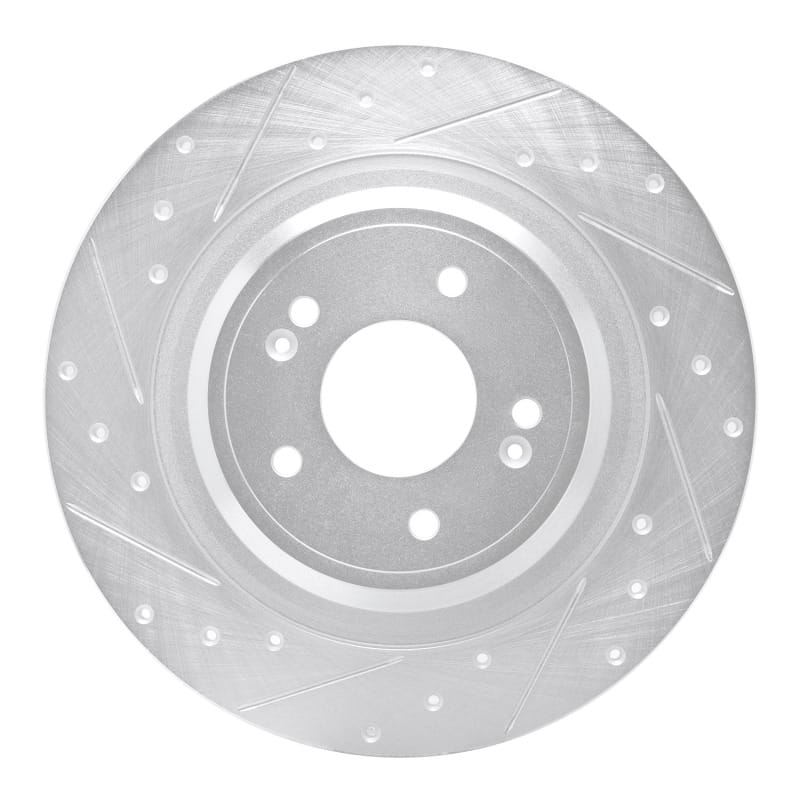 R1 Concepts — R1 22-25 Hyundai Ioniq 6 Rear Left Drilled & Slotted Silver Brake Rotor