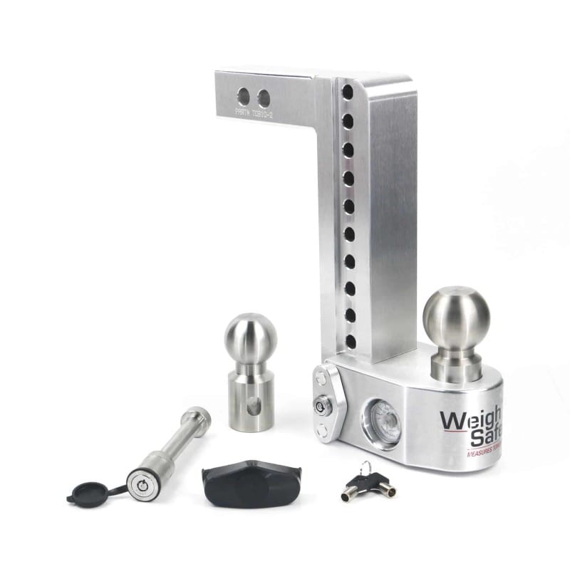 Weigh Safe — Weigh Safe 10in Drop Hitch w/Built-in Scale & 2in Shank (10K/12.5K GTWR) w/WS05 - Aluminum