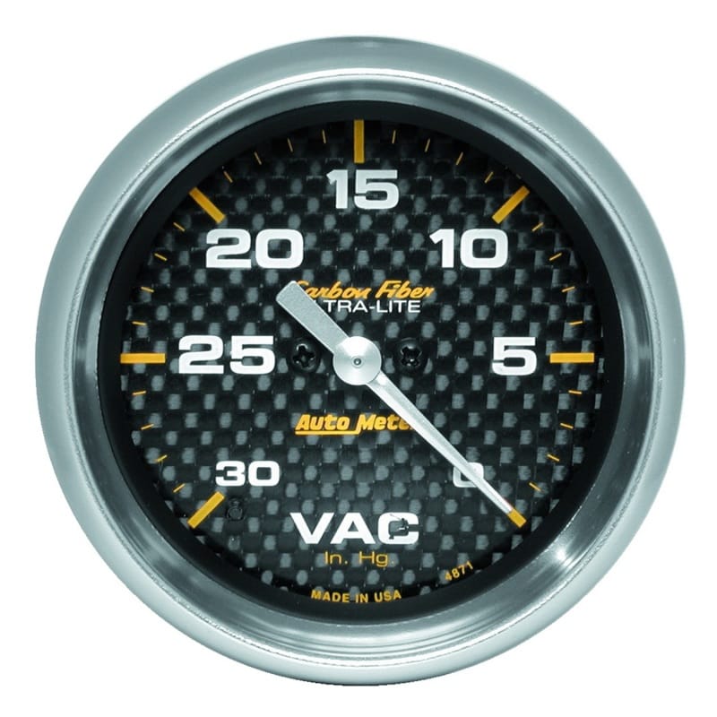 AutoMeter — AutoMeter Gauge Vacuum 2-5/8in. 30Inhg Digital Stepper Motor Carbon Fiber
GA 2.6" VAC STPR CF