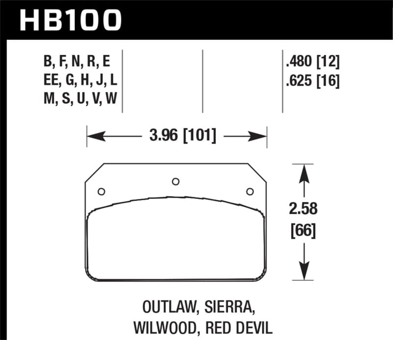Hawk Performance — Hawk DTC-80 Wilwood DL/Outlaw/Sierra 12mm Race Brake Pads
Disc Brake Pad