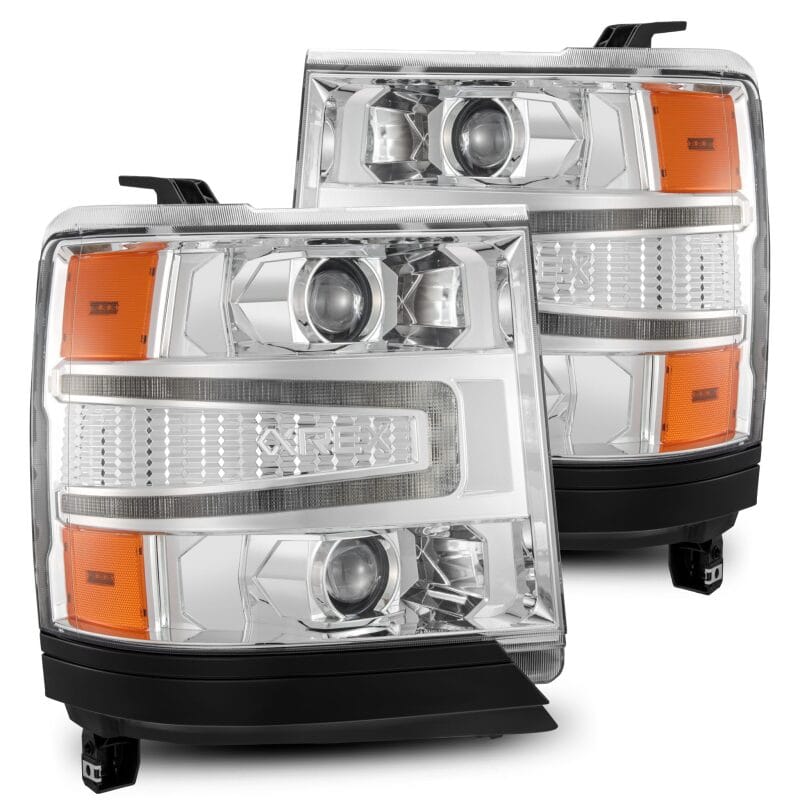 AlphaRex — AlphaRex 16-18 Chevy 1500HD LUXX LED Proj Headlights Chrome w/Seq Actv Lgt / Seq Sig (Req PN 810023)
Projector Headlights