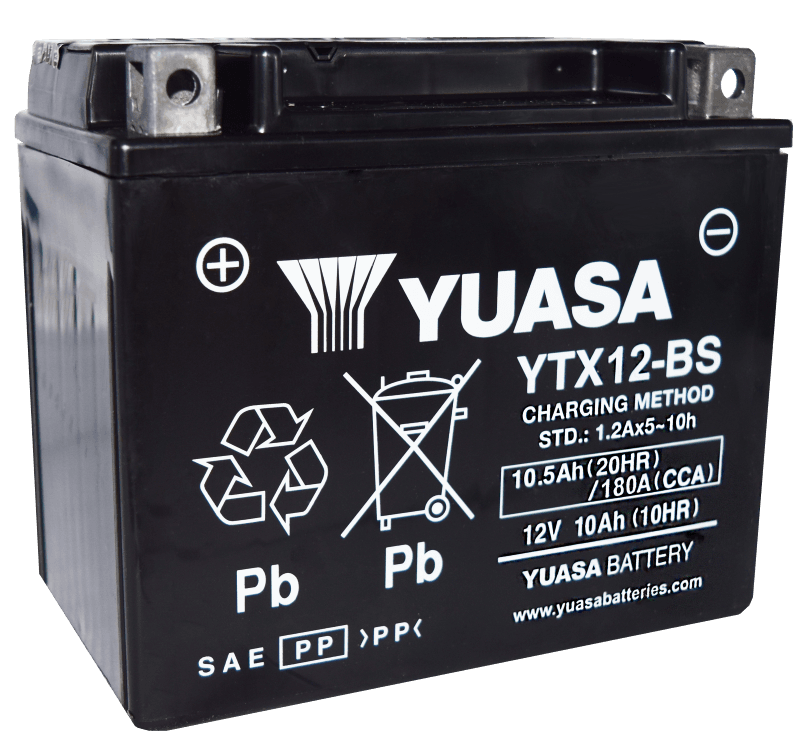Yuasa Battery — Yuasa YTX12-BS Maintenance Free AGM 12-Volt Battery w/Bottle