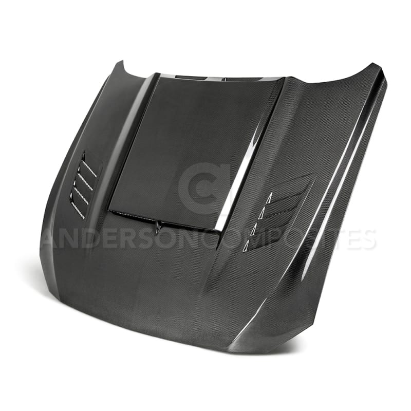 Anderson Composites — Anderson Composites 2018-2019 Ford Mustang Ram Air Double Sided Carbon Fiber Hood