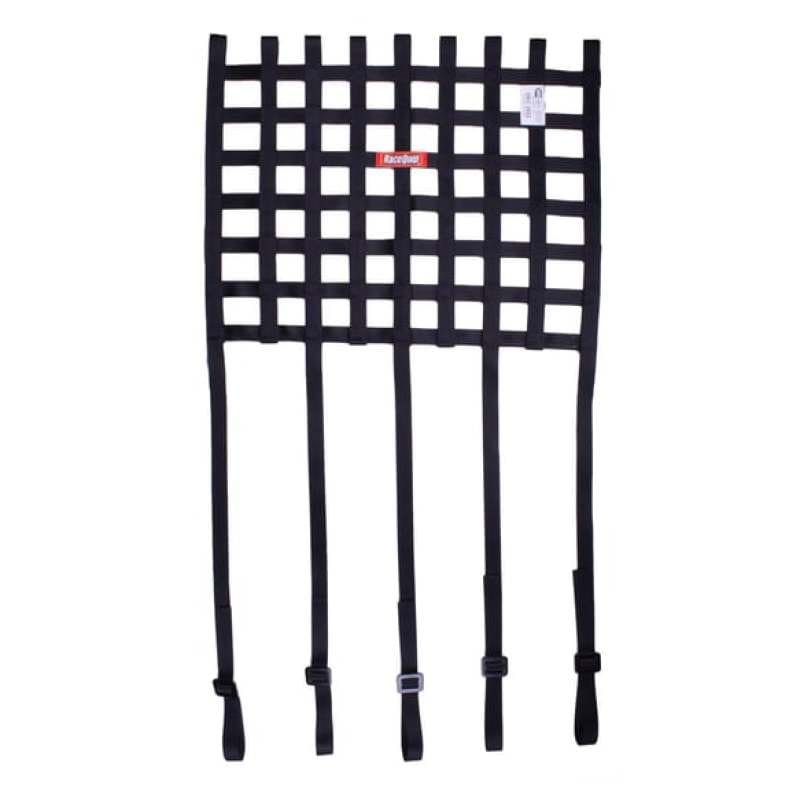 Racequip — RaceQuip Ribbon Style Race Car Window Net w/1In Mounting Straps / SFI 27.1 Certified Blk 18 H X 18 W