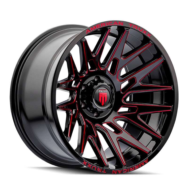 American Truxx — American Truxx AT1919 Evolution 22x12 / 8x180 BP / -44mm OS / 124.2mm Hub Gls Blk Prizm Red Wheel
AT AT1919