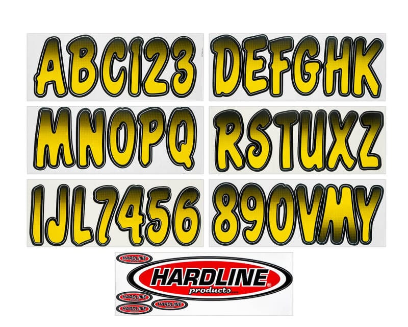 Hardline — Hardline Boat Lettering Registration Kit 3 in. - 200 Yellow/Black