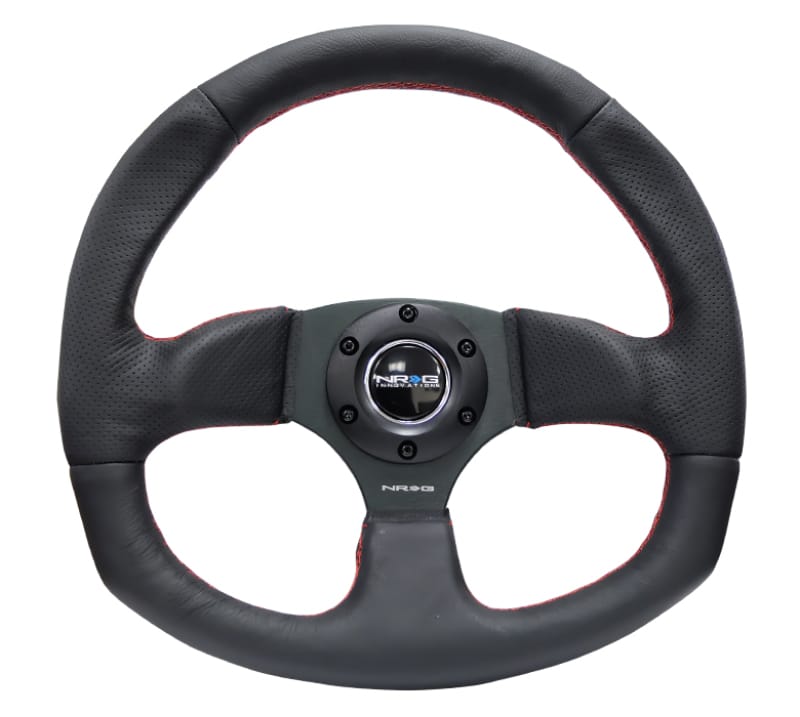 NRG — NRG Reinforced Steering Wheel (320mm Horizontal / 330mm Vertical) Leather w/Red Stitching