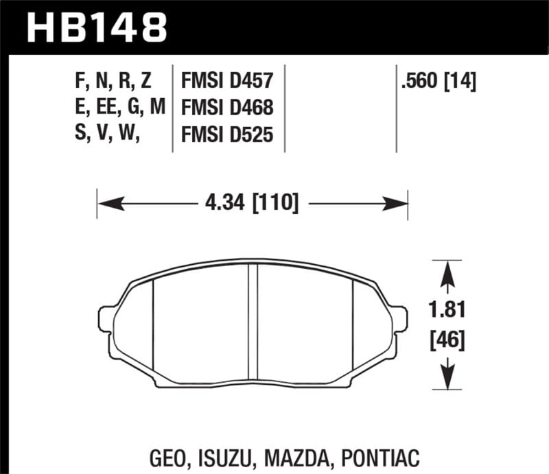 Hawk Performance — Hawk 90-93 Mazda Miata 1.6L Base Front ER-1 Brake Pads
Disc Brake Pad
