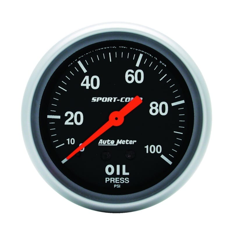 AutoMeter — Autometer Sport-Comp 66.7mm 0-100 PSI, Mechanical Oil Pressure
2-5/8" OIL PRESS, 0-