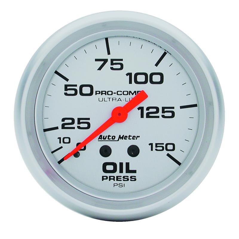 AutoMeter — Autometer Ultra-Lite 2 5/8in Mechanical 150 PSI Oil Pressure Gauge
2-5/8" OIL PRESS, 0-