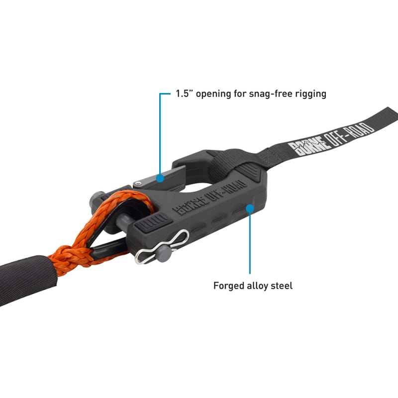 Borne Off-Road — Borne Off-Road Winch Hook - 3/8in Rope - Hand Strap - Orange