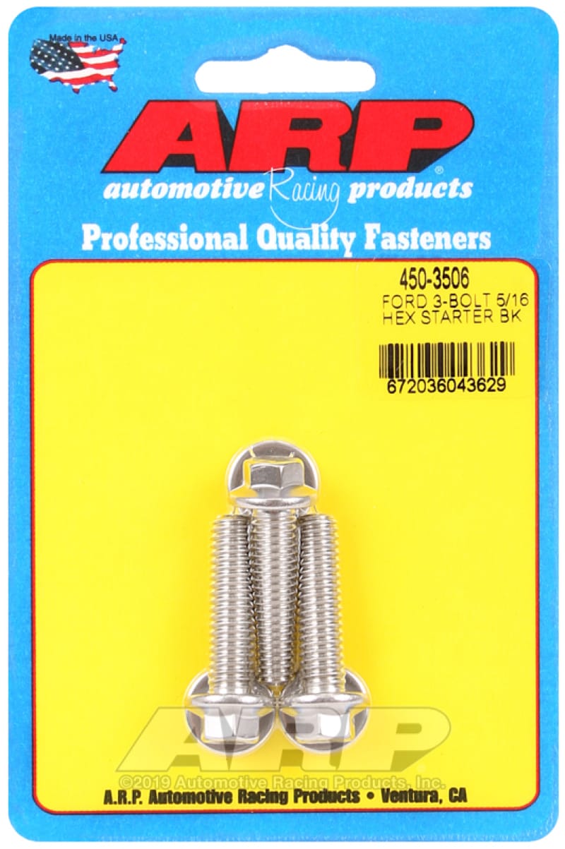 ARP — ARP Ford SS 3-Bolt 5/16in Hex Starter Bolt Kit