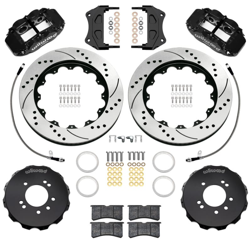 Wilwood — Wilwood 89-98 Nissan 240SX/89-94 Skyline/90-96 300ZX Superlite 6R Fr BBK w/ 14in D/S Rotors - Black