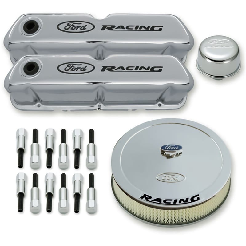 Ford Racing — Ford Racing Complete Dress Up Kit Chrome Finish w/Black Emblems
Engine Dress-Up Kit