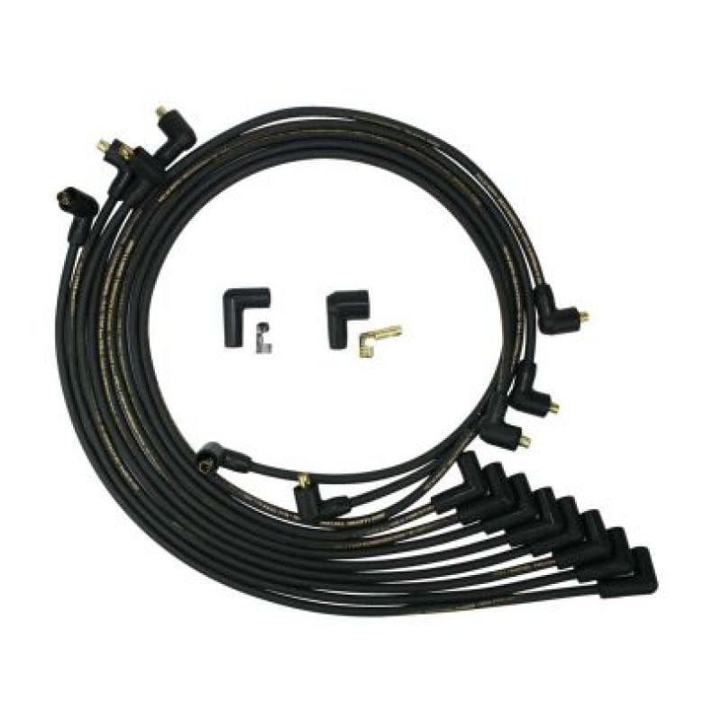 Moroso — Moroso Chevrolet Small Block Non-HEI Under Header Unsleeved 90 Deg Mag Tune Ignition Wire Set - Blk