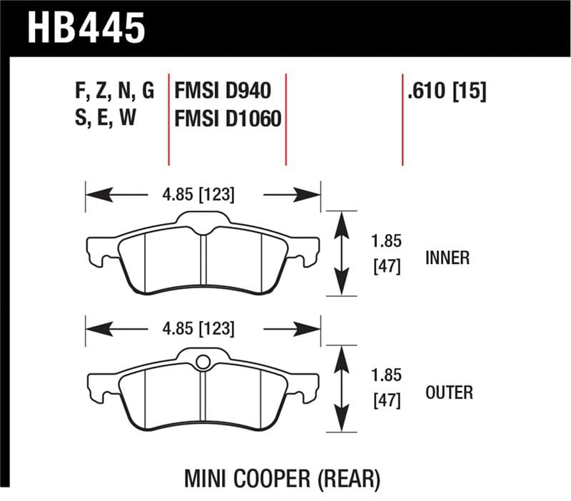 Hawk Performance — Hawk 02-06 Mini Cooper / Cooper S HP+ Street Rear Brake Pads
Disc Brake Pad
