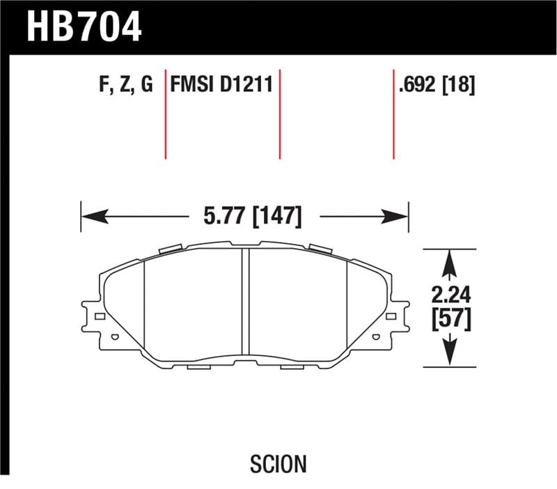 Hawk Performance — Hawk 06-09 Toyota RAV4 / 10-13 Toyota Matrix Performance Ceramic Front Brake Pads
Disc Brake Pad