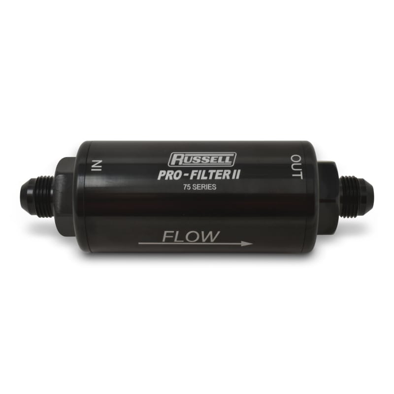 Russell — Russell Performance ProFilter 2 Fuel Filter 6 1/4in Long 10 Micron 10AN Male In/Out - Black