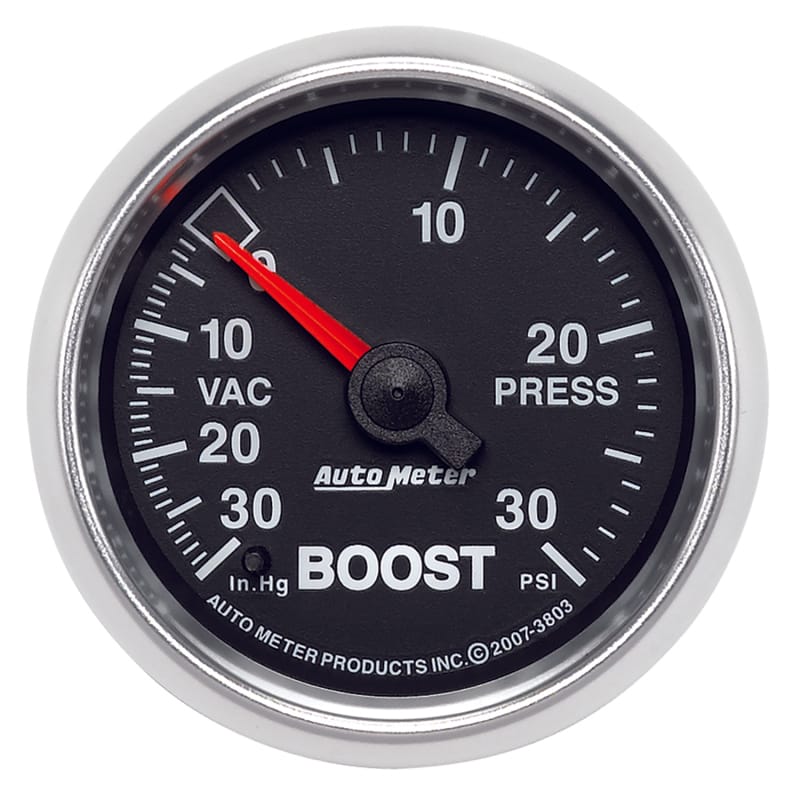 AutoMeter — Autometer GS 52mm 30 In Hg.-Vac/30 PSI Mechanical Vacuum/Boost Gauge
2-1/16" BOOST-VAC, 3
