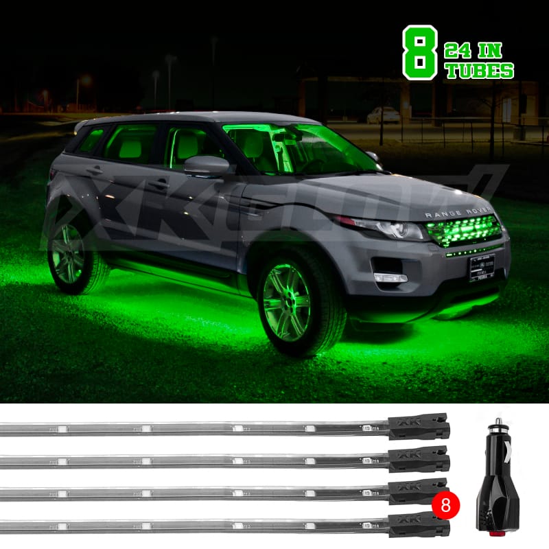 XKGLOW — XK Glow Tube Single Color Underglow LED Accent Light Car/Truck Kit Green - 8x24In