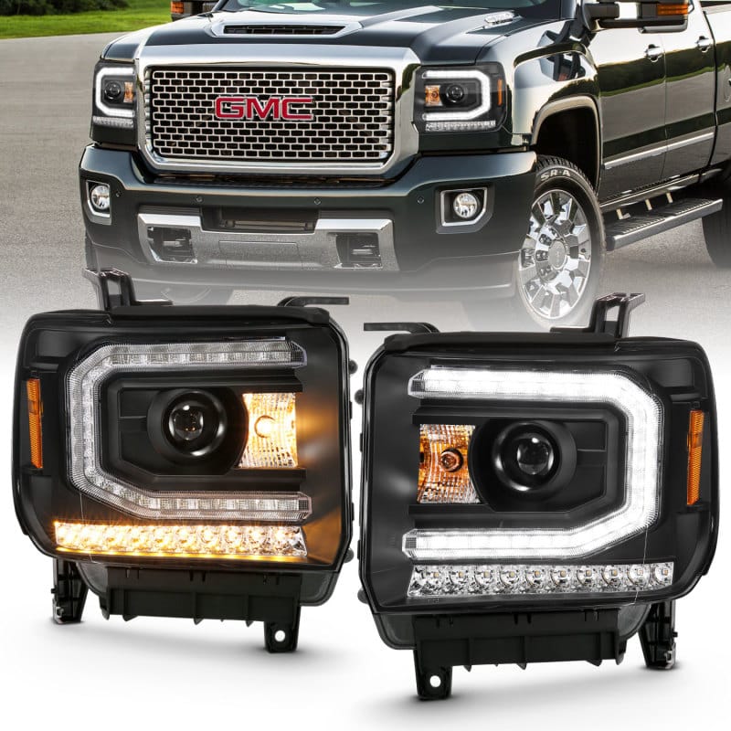 ANZO — ANZO 2016-2019 GMC Sierra 1500 Projector Headlight Plank Style Black w/ Sequential Amber Signal
Head Light Set
HdLtSet