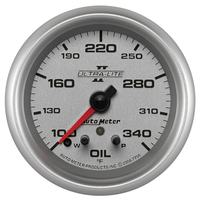 AutoMeter — Autometer Ultra-Lite II 2-5/8in 340 Deg F Stepper Motor w/ Peak & Warn Oil Temp Gauge
2-5/8" OIL TEMP, 100