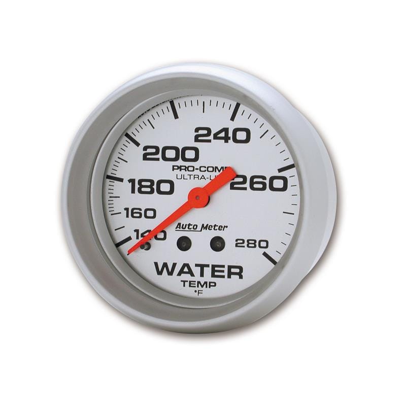 AutoMeter — Autometer Ultra-Lite 66.7mm 140-280 Deg F Mechanical Water Temperature Gauge - White
2-5/8" WATER TEMP, 1
