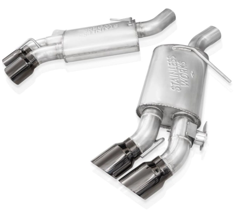 Stainless Works — Stainless Works 16-21 Camaro SS 3in Original SW Connect Axle Back w/Valve - 4in Quad Black Tips