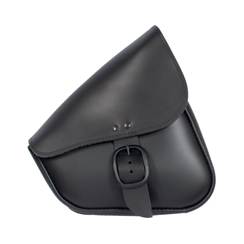 Willie & Max — Willie & Max HD Sportsters, Custom Hard Tails Leather Swingarm Bag Dual Shock w/Blk Buckle - Black