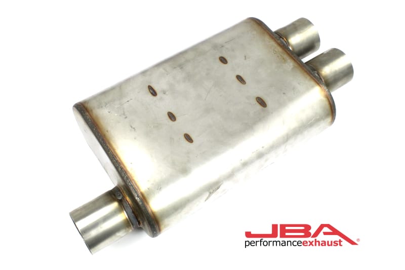 JBA — JBA Universal Chambered Style 304SS Muffler 13x9.75x4 2.5in Inlet Diameter Offset/2.5 Dual Outlet
Muffler