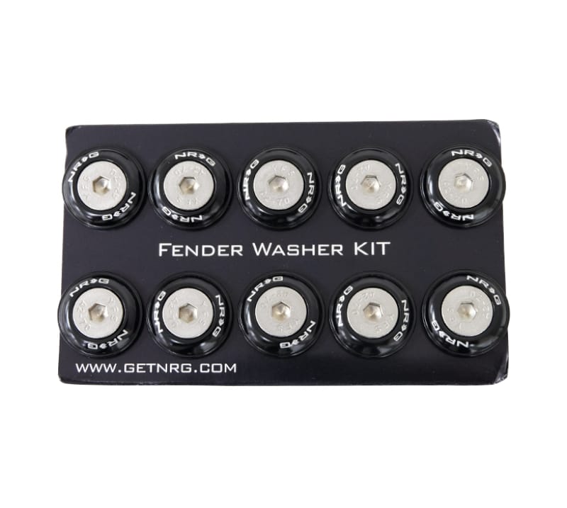 NRG — NRG Fender Washer Kit w/Rivets For Plastic (Black) - Set of 10