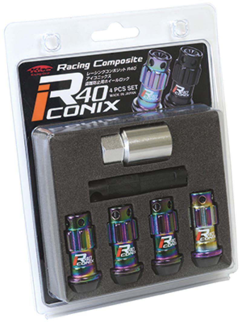 Project Kics — Project Kics 12X1.25 R40 Iconix Neochrome Lug Nut Lock Set - 4
