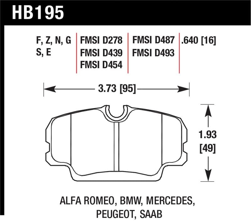 Hawk Performance — Hawk BMW 3 Series / Mercedes Benz 190 Series / Saab 900/9000 DTC-60 Race Front Brake Pads
Disc Brake Pad