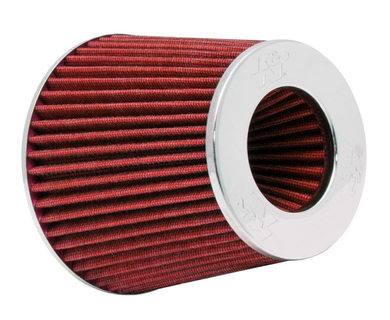 K&N Engineering — K&N Universal Air Filter Chrome Round Tapered Red - 4in ID x 1.125in L x 5.5in H (Multi Lingual)