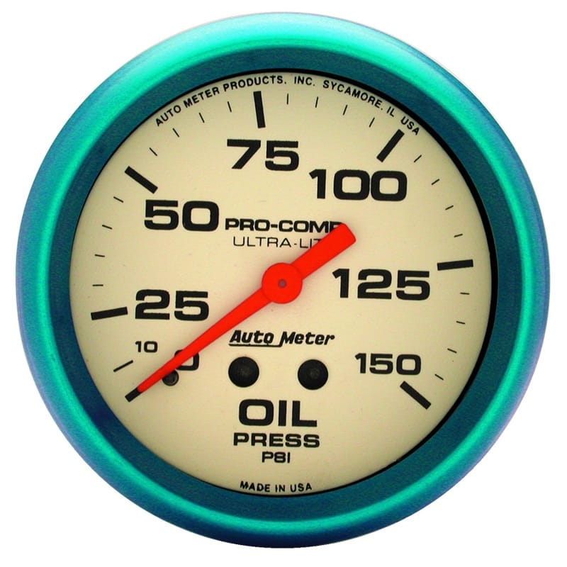 AutoMeter — Autometer Ultra-Nite 66.7mm 0-150 PSI Mechanical Oil Pressure Gauge
GA 2.6" OP 150PSI UN