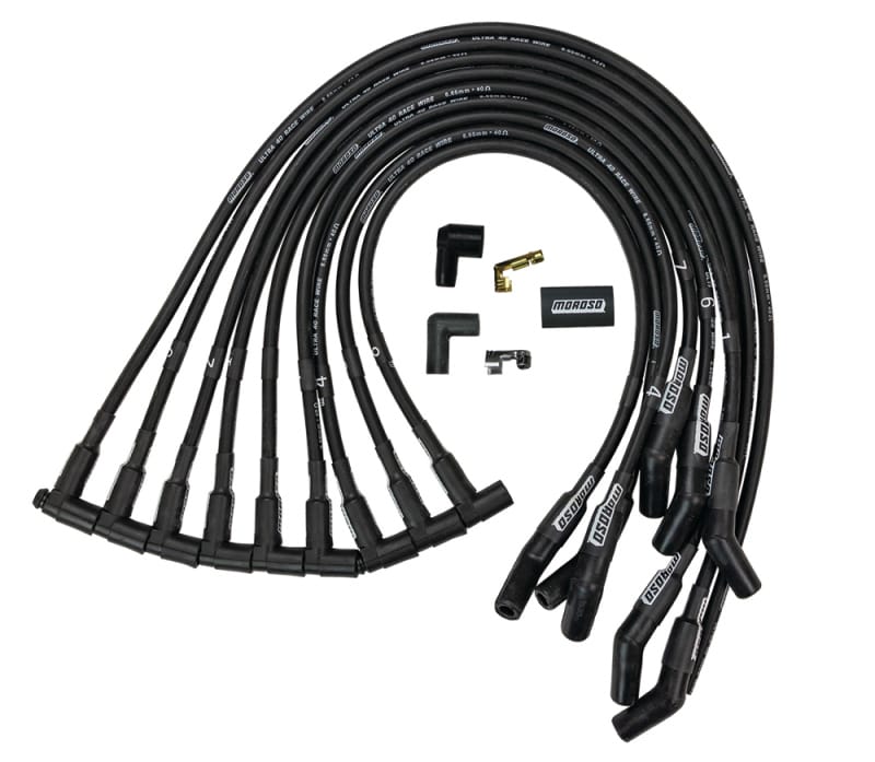 Moroso — Moroso Chevrolet Small Block Ignition Wire Set - Ultra 40 - Unsleeved - HEI - 135 Degree - Black