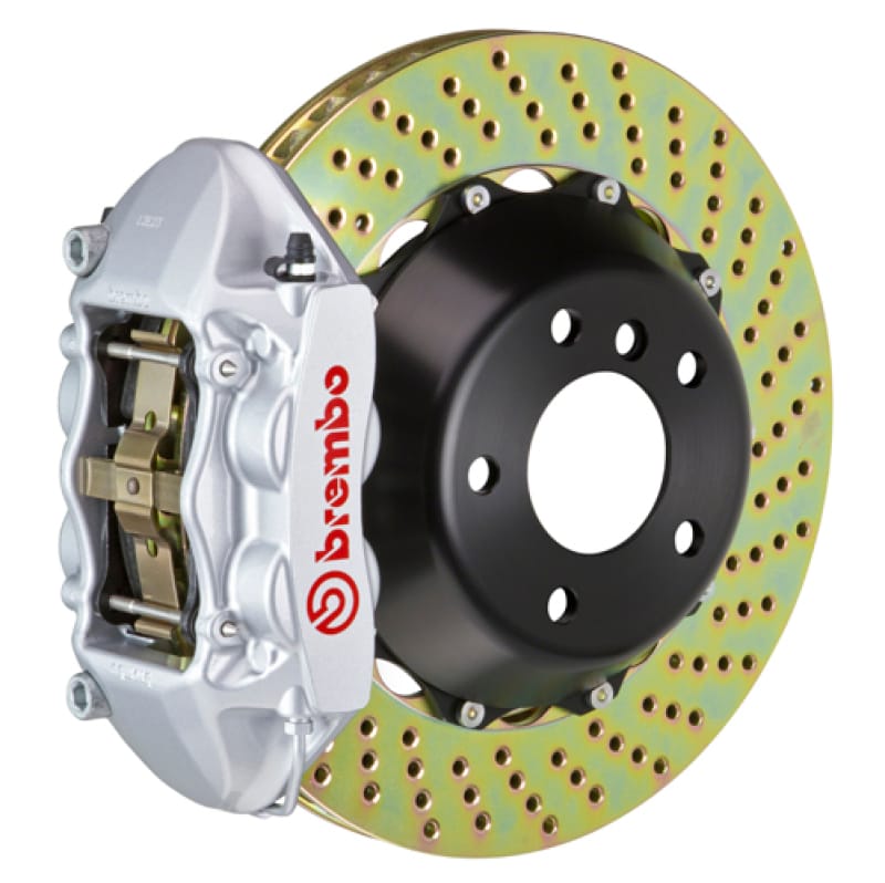 Brembo — Brembo 06-12 325xi/328xi Front GT BBK 4 Piston Cast 365x29 2pc Rotor Drilled-Silver