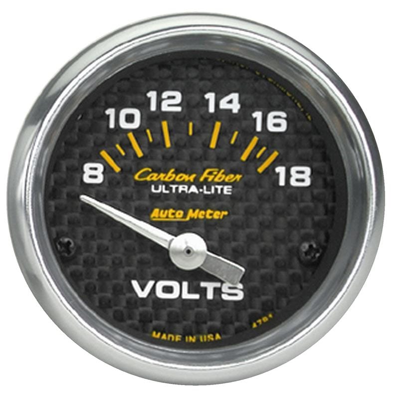 AutoMeter — Autometer Carbon Fiber 52mm 8-18 Volt Electronic Volt meter
GA 2" VOLT CF