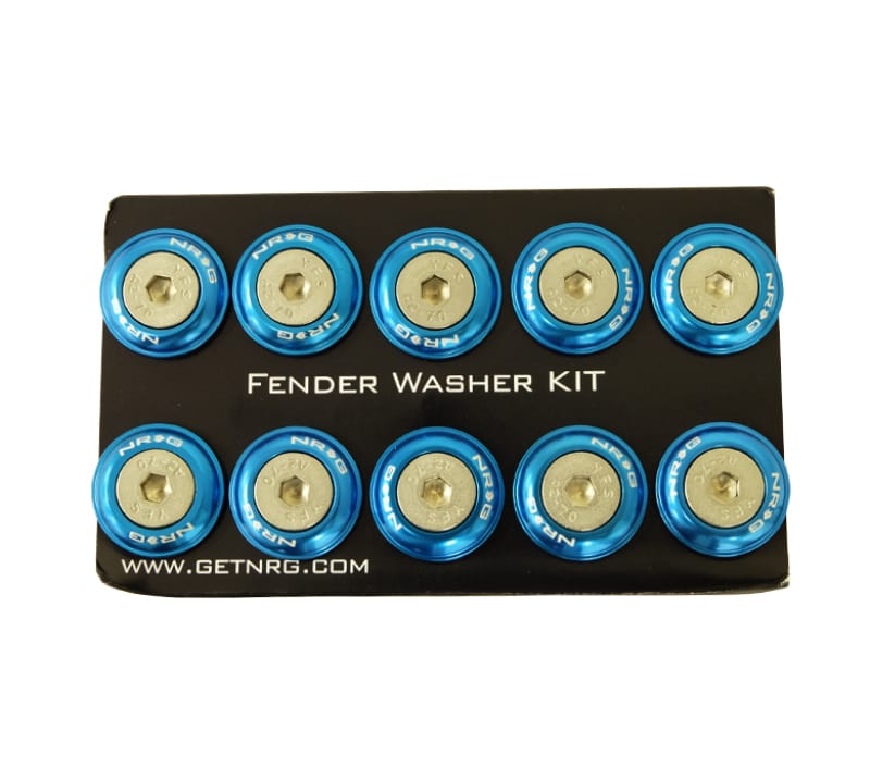 NRG — NRG Fender Washer Kit w/Rivets For Plastic (Blue) - Set of 10