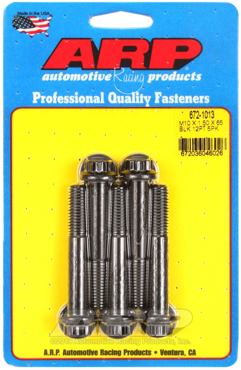 ARP — ARP M10 x 1.50 x 65mm 12pt Black Oxide Bolts (5/pkg)